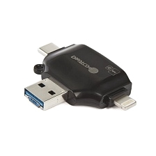 Универсальный картридер COTEetCI 4 в 1 OTG/USB/MicroUSB/для Apple 8 pin/USB Type-C (черный). Универсальный картридер COTEetCI 4 в 1 OTG/USB/MicroUSB/для Apple 8 pin/USB Type-C (черный).