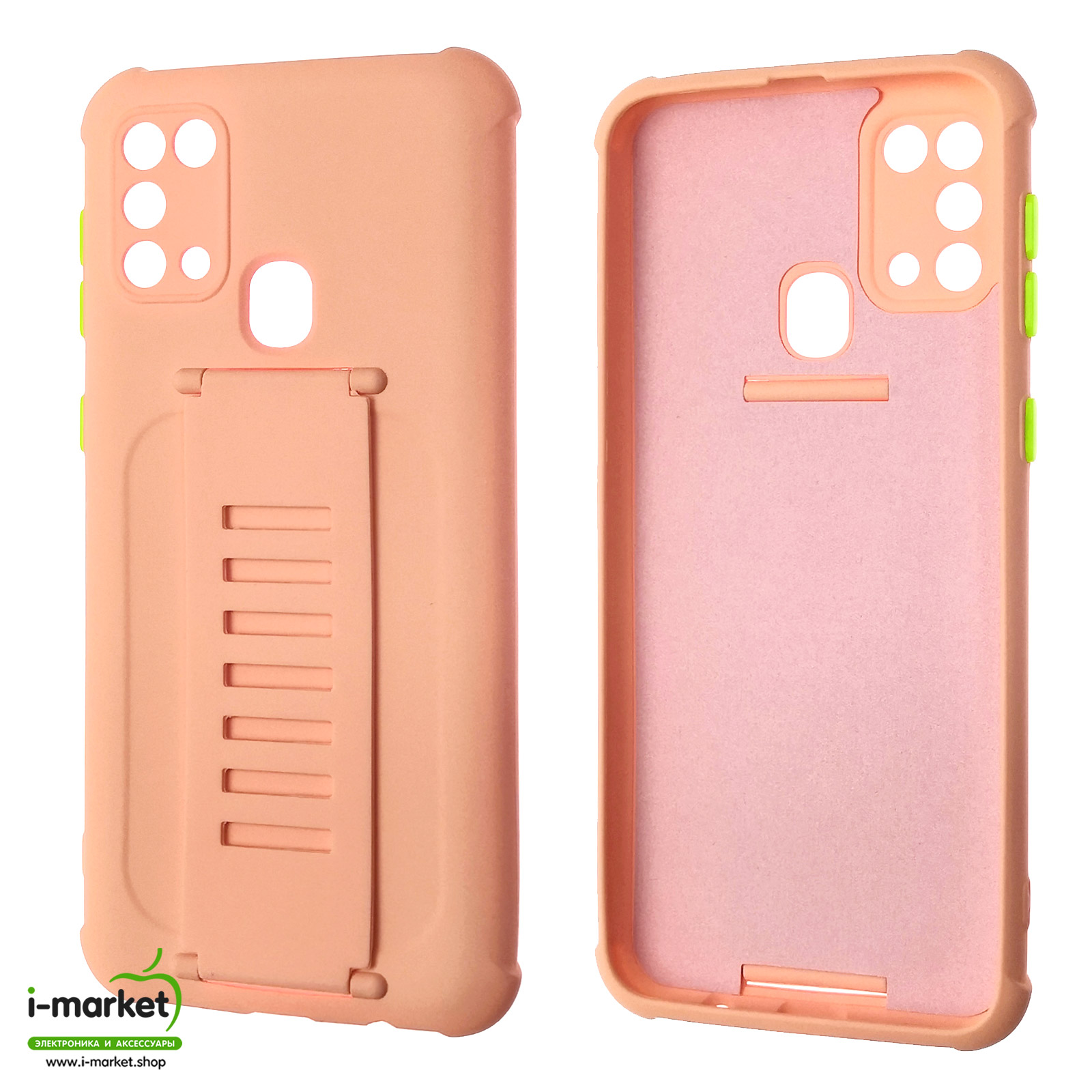 Чехол накладка LADDER NANO для SAMSUNG Galaxy M31 (SM-M315), силикон, держатель, цвет светло коралловый