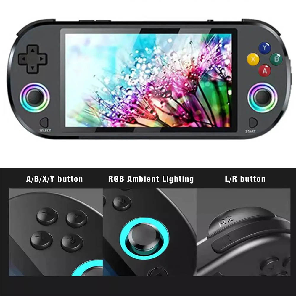 Портативная игровая приставка M22 Pro, диагональ 5 дюймов, 1920*1080, RGB подсветка стиков, геймпад в комплекте, цвет черный