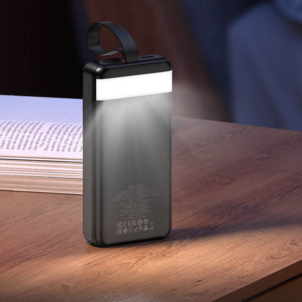 Внешний портативный аккумулятор, Power Bank HOCO J123B, 30000 mAh, фонарик, LED дисплей, PD20W, QC3.0, 22.5W, цвет черный