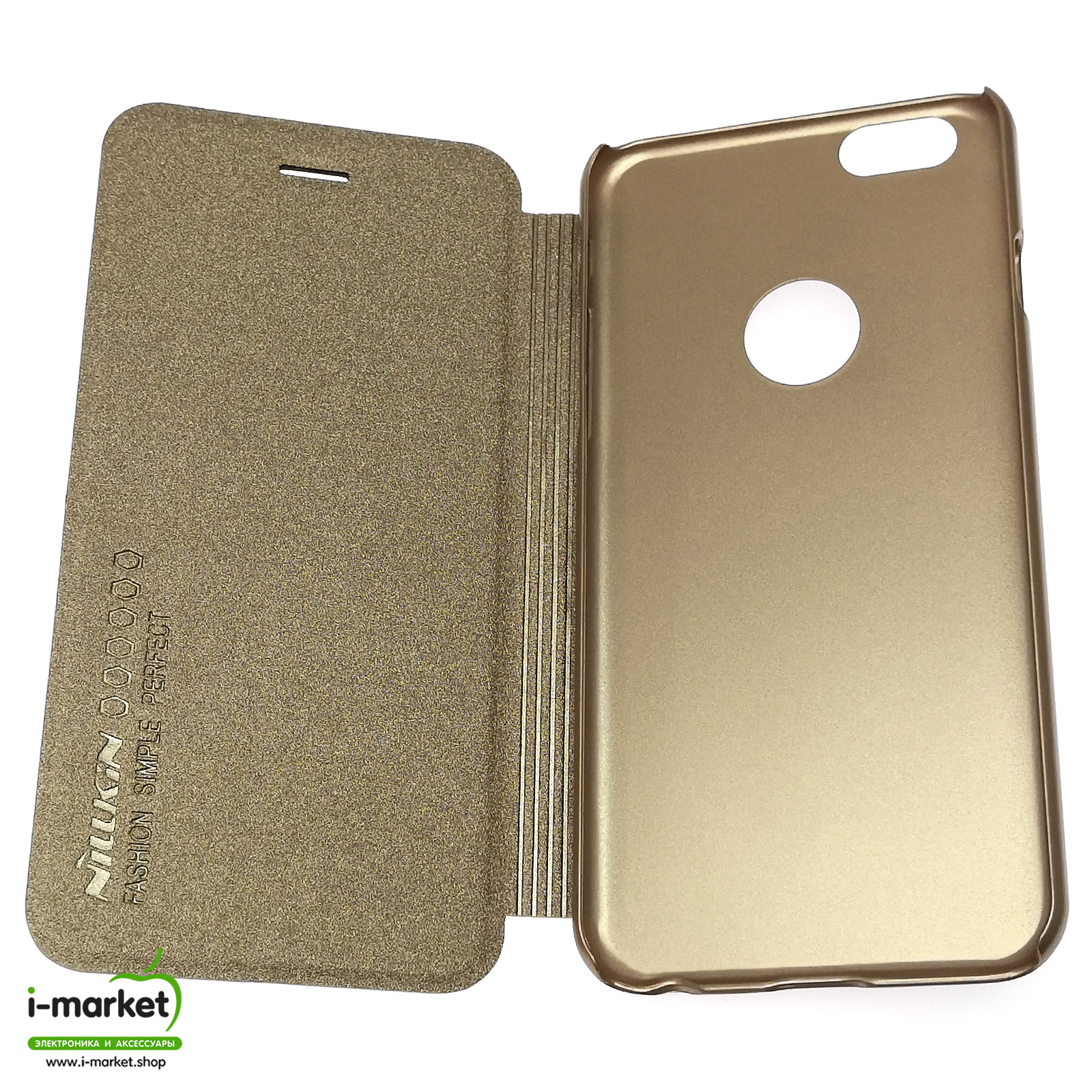 Чехол книжка Nillkin Sparkle для APPLE iPhone 6, iPhone 6G, iPhone 6S, экокожа, цвет золотистый