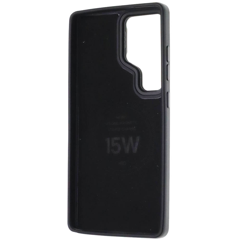 Чехол накладка Modern Stylish с поддержкой MagSafe для SAMSUNG GALAXY S25 ULTRA, защита камеры, подставка, экокожа, бархат, цвет черный