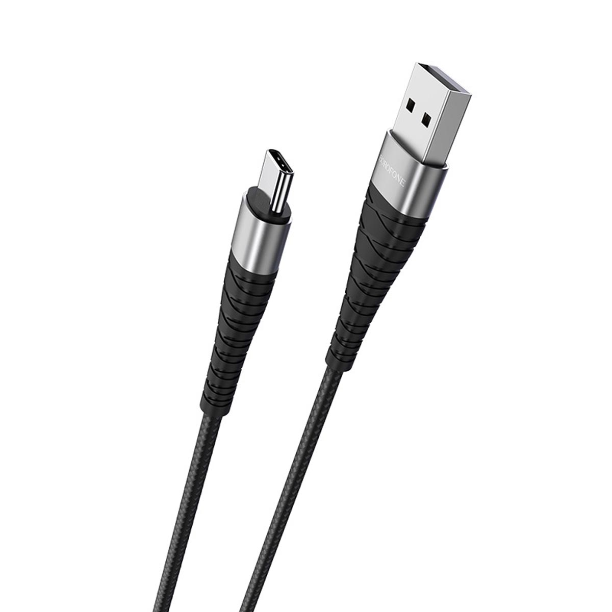Кабель BOROFONE BX32 Munificent USB Type-C aka USB-C, 3A, длина 1 метр, силикон, нейлоновая оплетка, цвет черный
