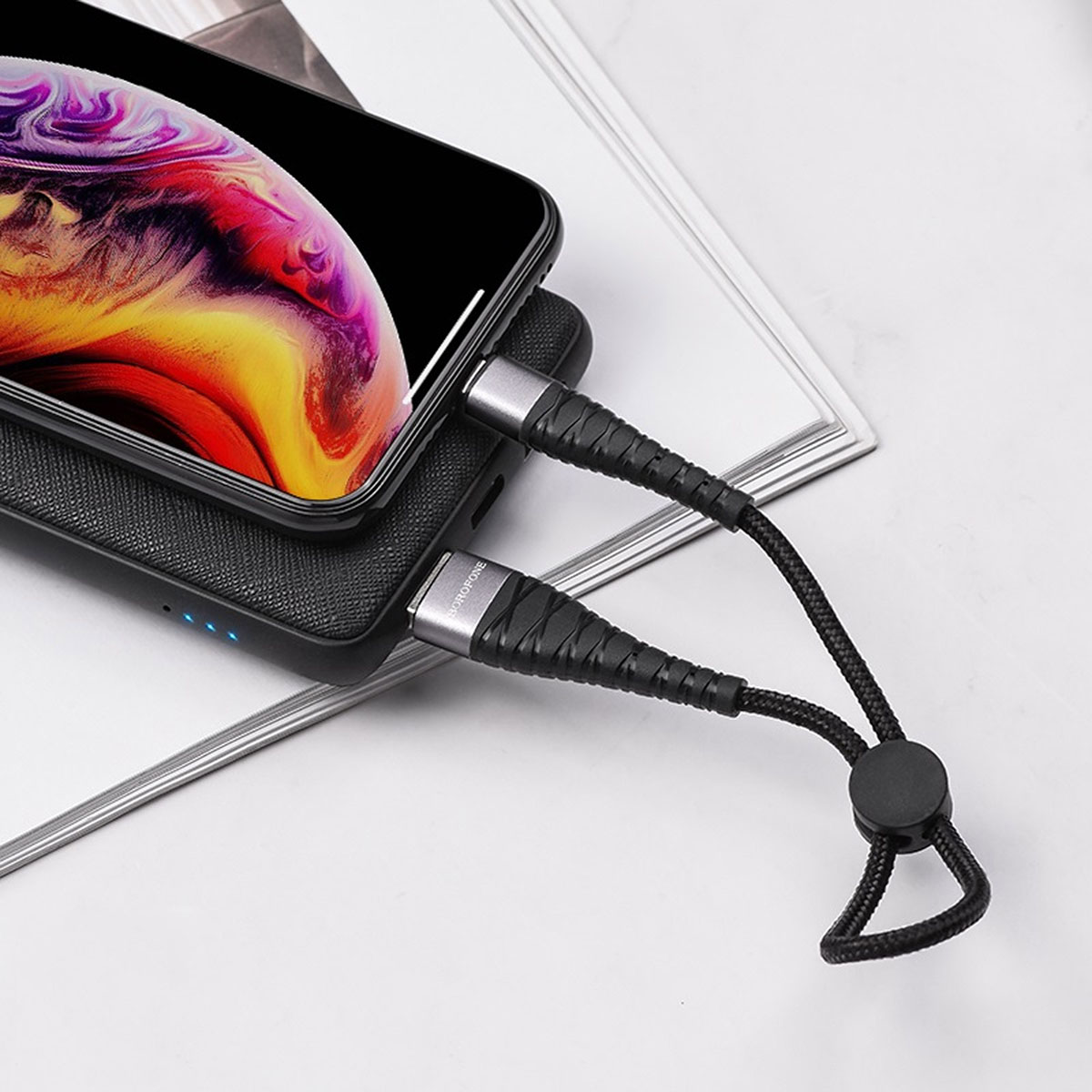 Кабель BOROFONE BX32 Munificent Lightning 8 pin, 2.4A, длина 0.25 метра, цвет черный