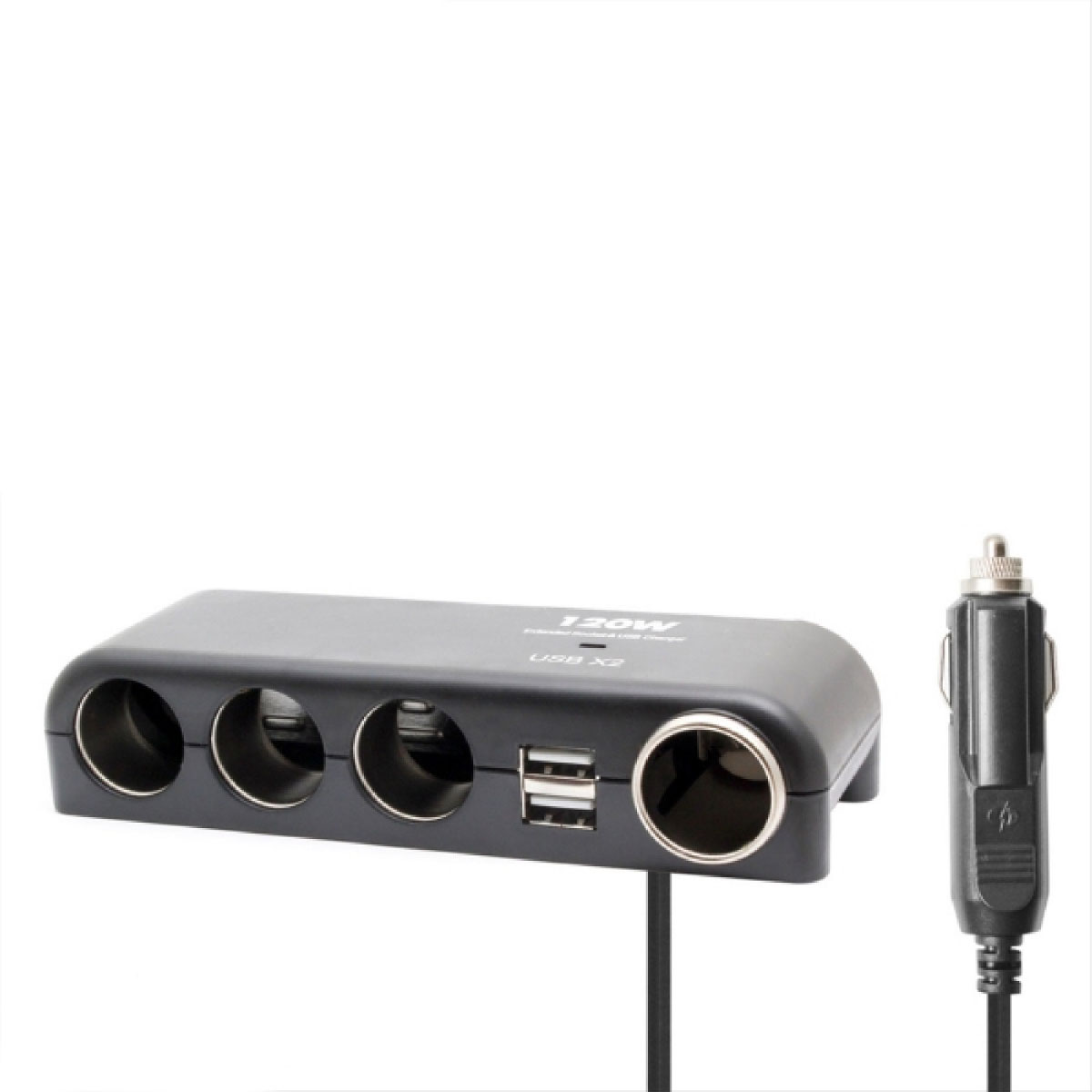 Автомобильный разветвитель OLESSON 1525, 120W, 12/24V, 4 выхода прикуривателя, 2 USB, цвет черный