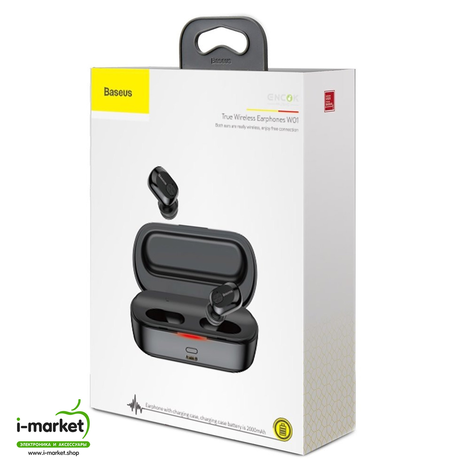 Гарнитура (наушники с микрофоном) беспроводная, BASEUS NGW01-01 Encok True Wireless Earphones W01 Bluetooth 5.0 TWS, цвет черный.