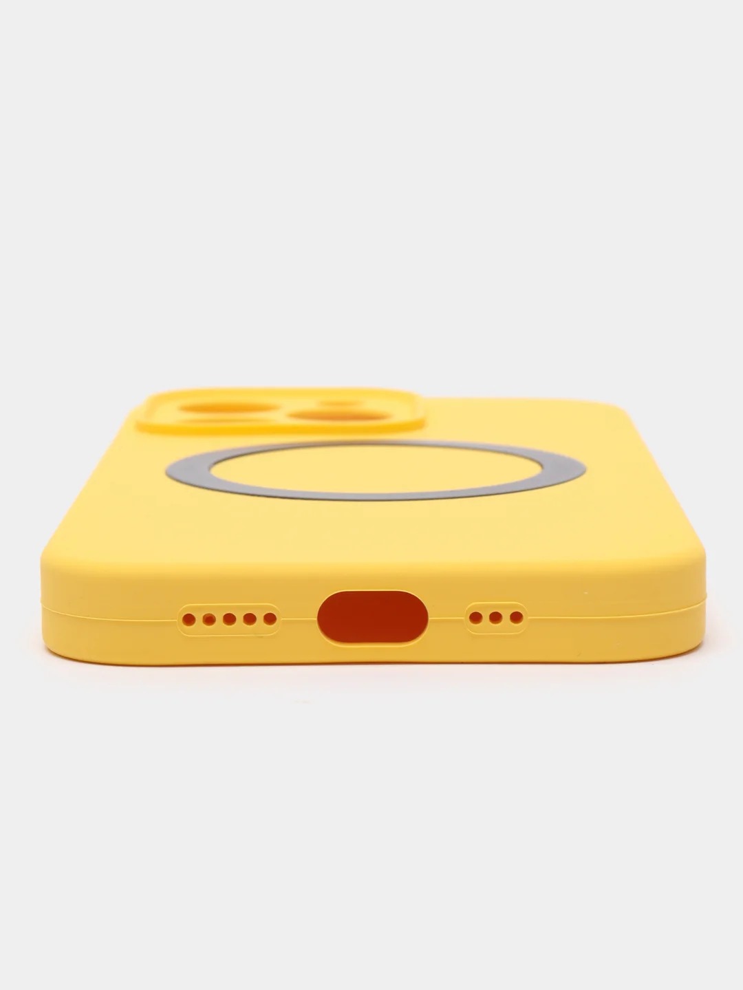 Чехол накладка Silicone Case для APPLE iPhone 13 Pro Max, с поддержкой MagSafe, защита камеры, силикон, бархат, цвет желтый