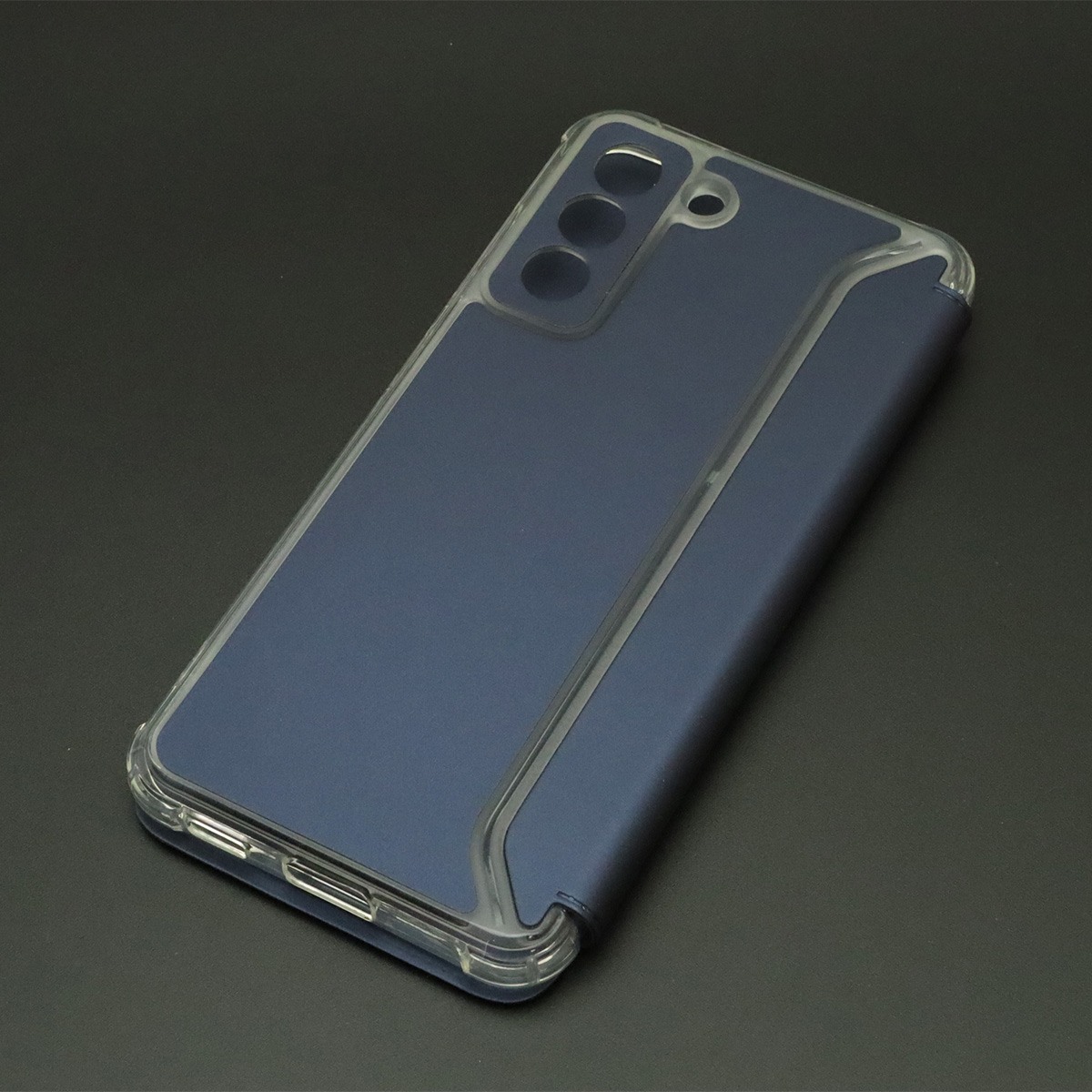 Чехол книжка для SAMSUNG Galaxy S21 FE (SM-G990B), экокожа, визитница, цвет темно синий