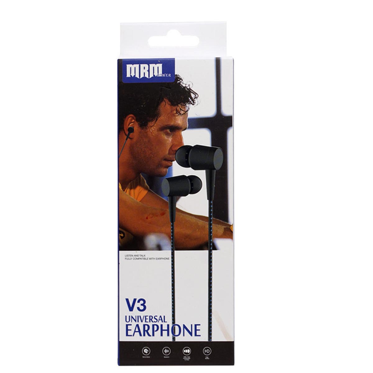 Гарнитура (наушники с микрофоном) проводная, MRM V3, цвет черно синий