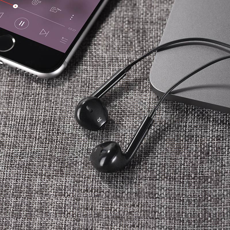 Гарнитура (наушники с микрофоном) проводная, HOCO M55 Memory sound, цвет черный.