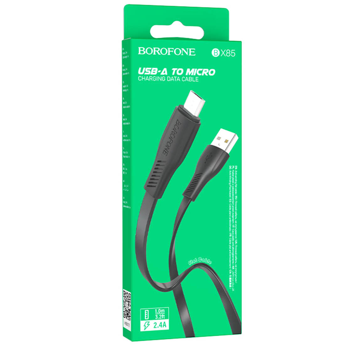 Кабель BOROFONE BX85 Auspicious Micro USB, 2.4A, длина 1 метр, цвет черный