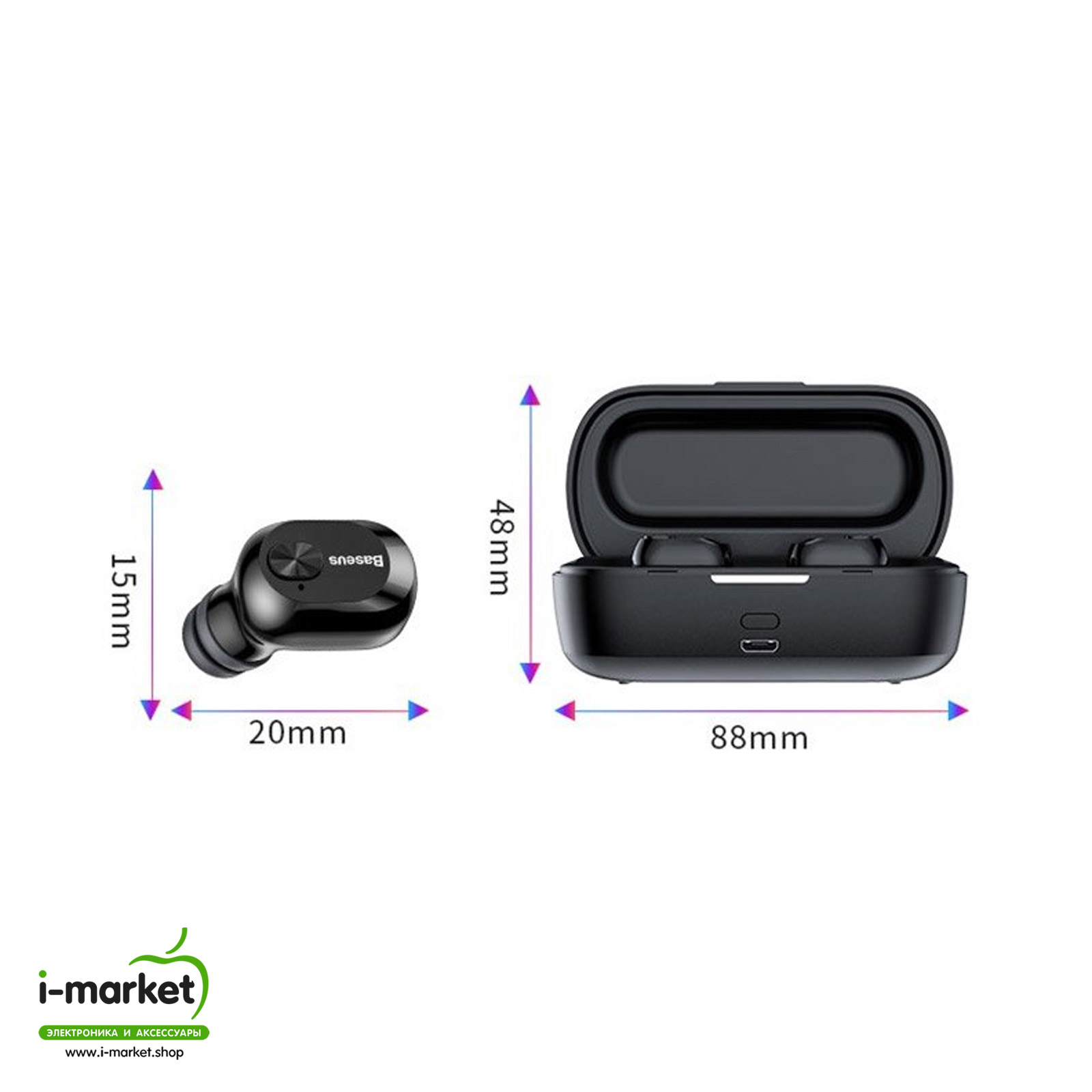 Гарнитура (наушники с микрофоном) беспроводная, BASEUS NGW01-01 Encok True Wireless Earphones W01 Bluetooth 5.0 TWS, цвет черный.