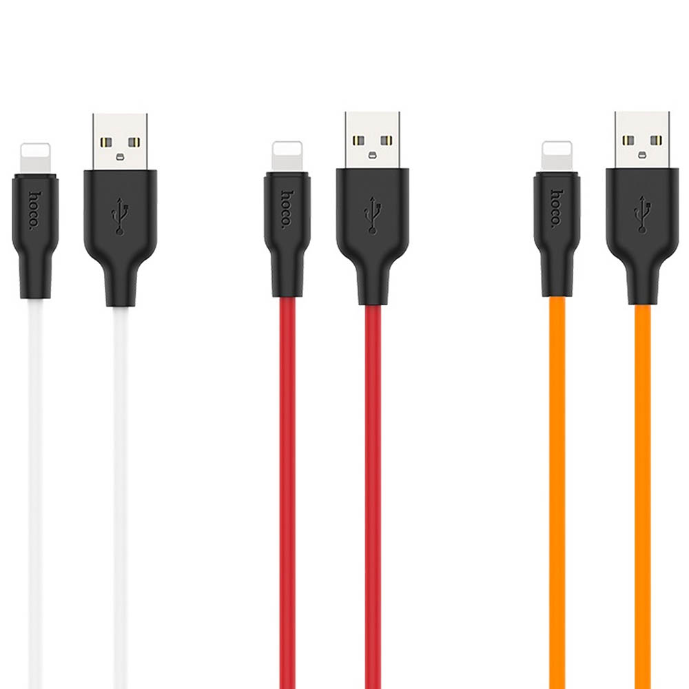 Кабель HOCO X21 Plus, USB на Lightning 8-pin, до 2.4A, силикон, длина 2 метра, цвет черно белый