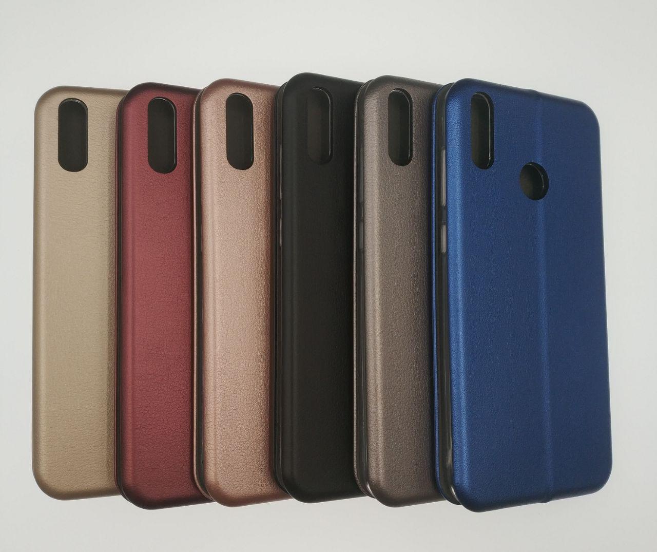 Чехол-книжка на силиконовой основе для HUAWEI HONOR 8C материал экокожа цвет розовое золото.