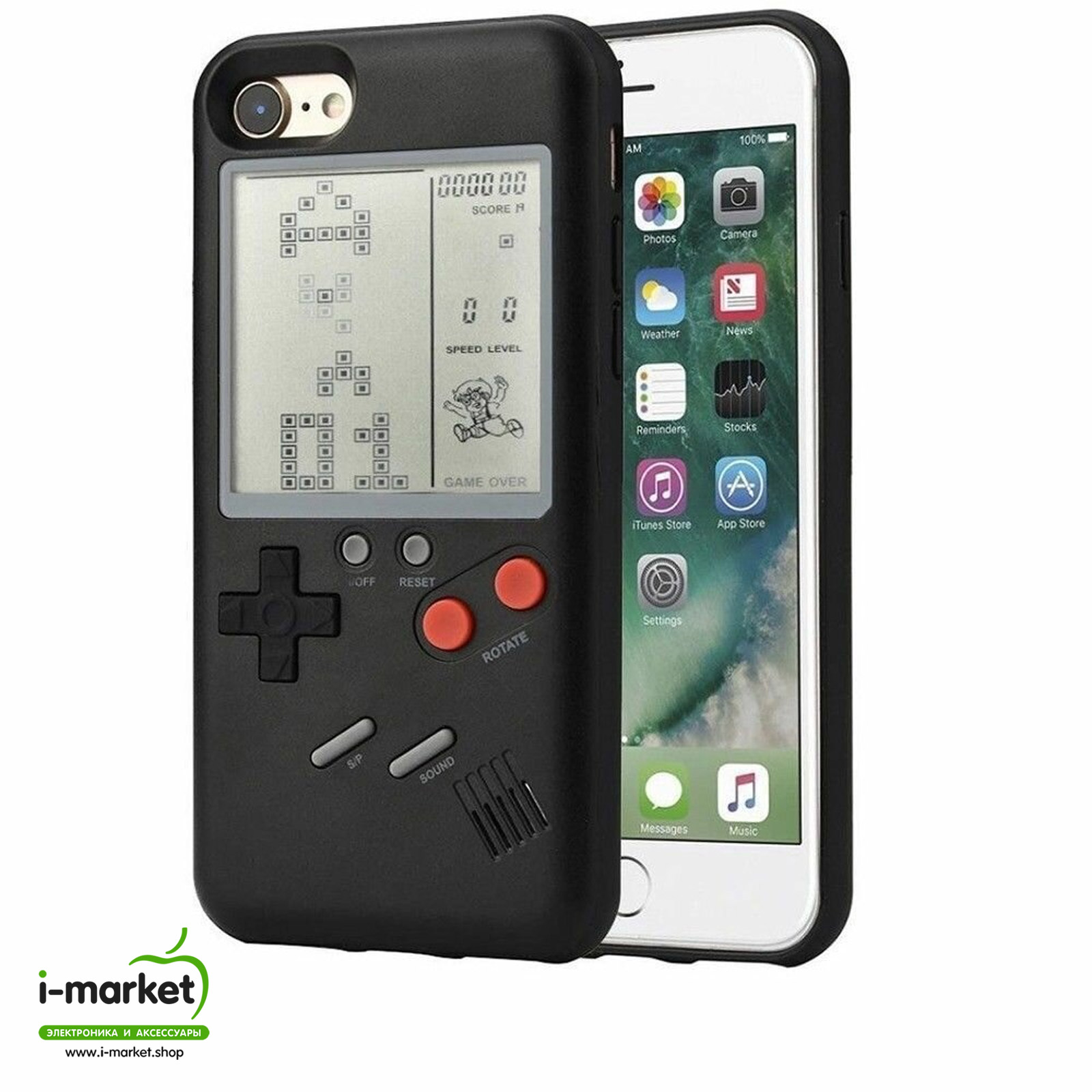 Чехол накладка для APPLE iPhone 7, 8, тетрис, цвет черный (уценка) Чехол накладка для APPLE iPhone 7, 8, тетрис, цвет черный (уценка)
