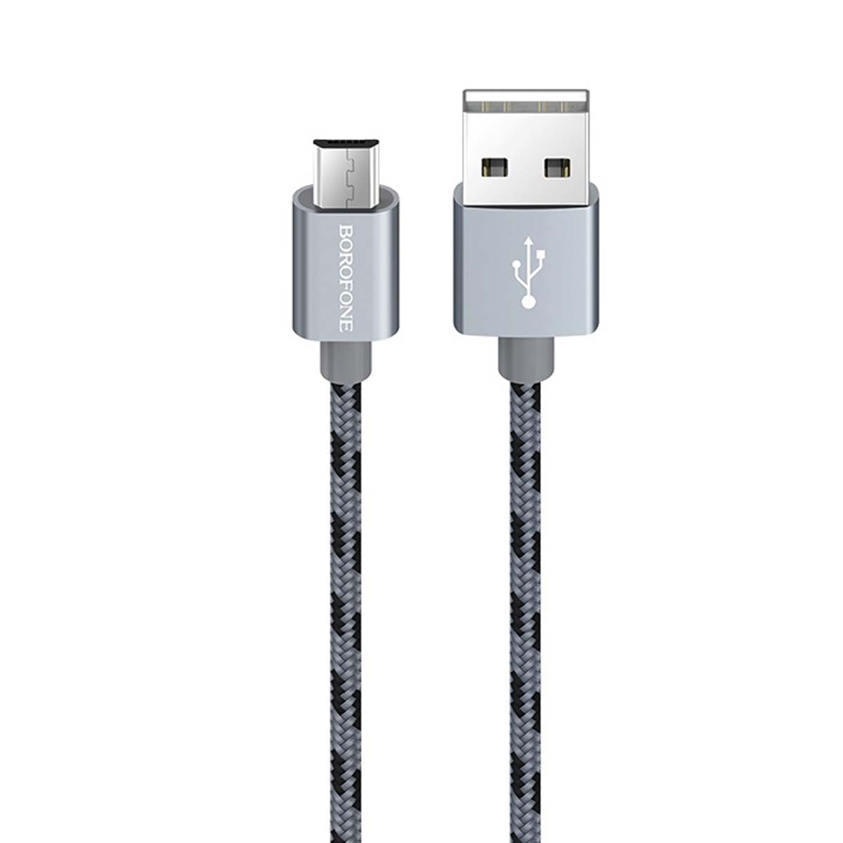 Кабель BOROFONE BX24 Ring current Micro USB, 2.4A, длина 1 метр, нейлоновая оплетка, цвет серый