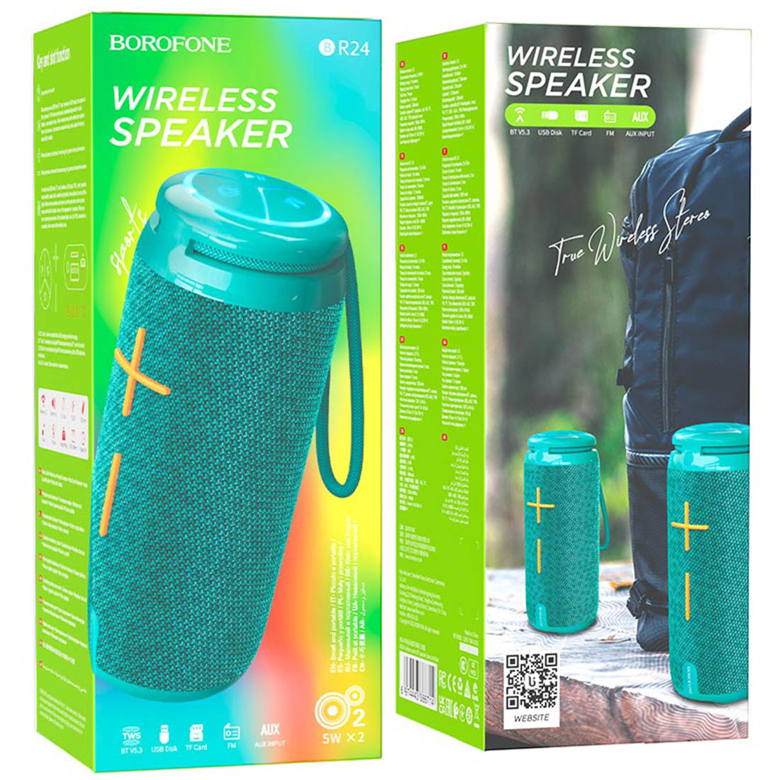 Портативная колонка BOROFONE BR24 Fashinon, цвет бирюзовый (распродажа -30%)