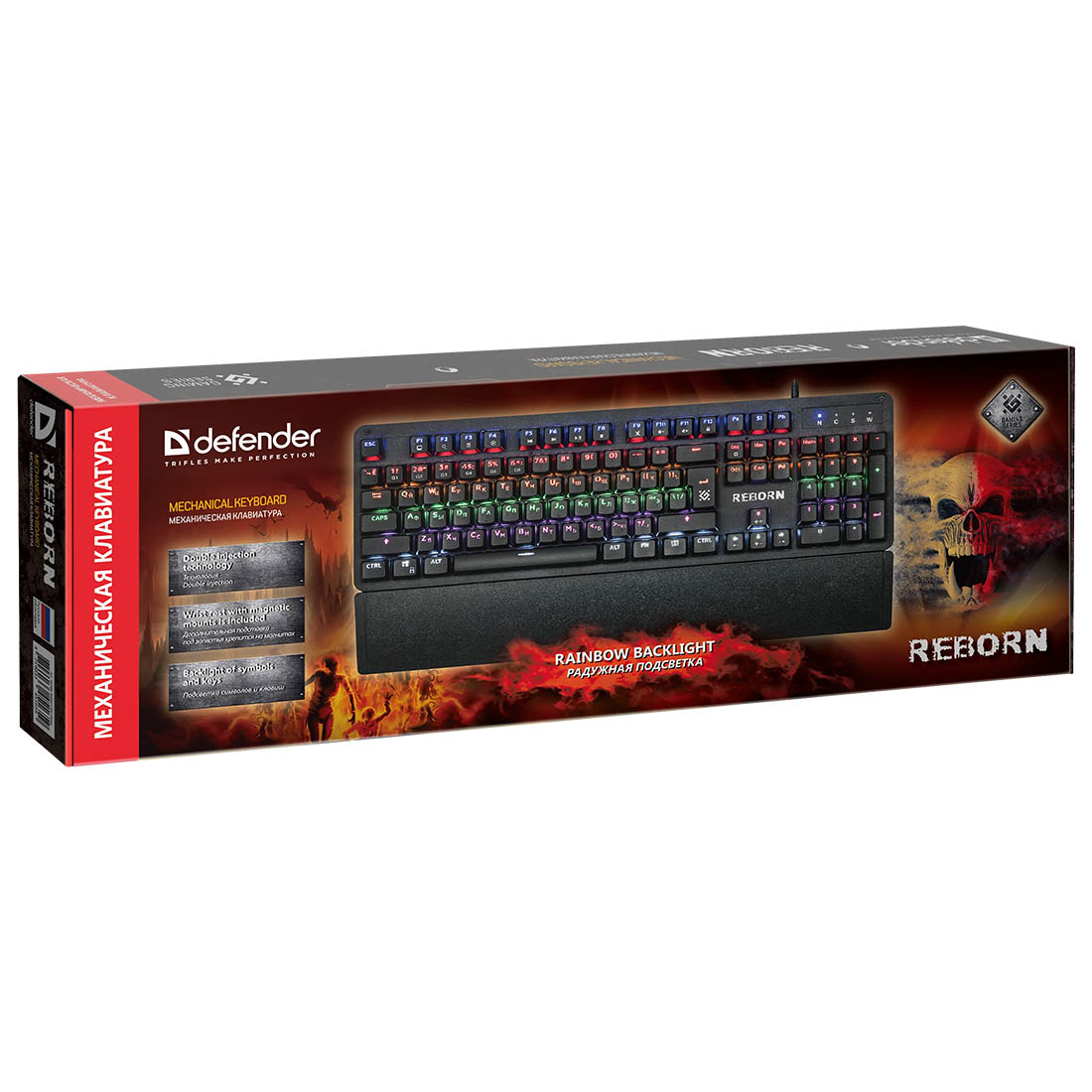 Игровая клавиатура DEFENDER Reborn GK-165DL, механическая, проводная, подсветка, цвет черный (распродажа -30%)