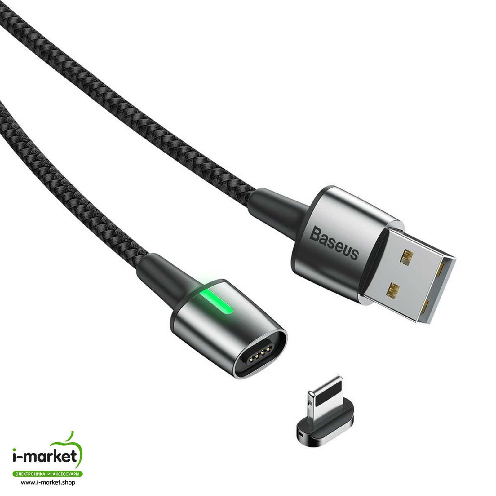 BASEUS CALXC-A01 кабель магнитный Lightning Baseus Zinc Magnetic Cable, цвет черный.