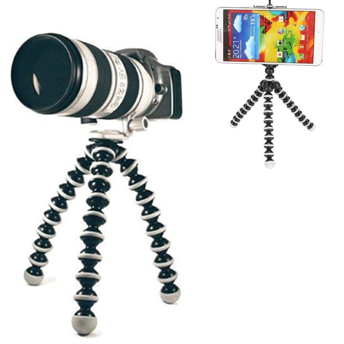 TRIPOD Z-03 Гибкий мини штатив / трипод / тренога для смартфона, фотоаппарата осьминог, высота 20-25 см, цвет черно-белый.