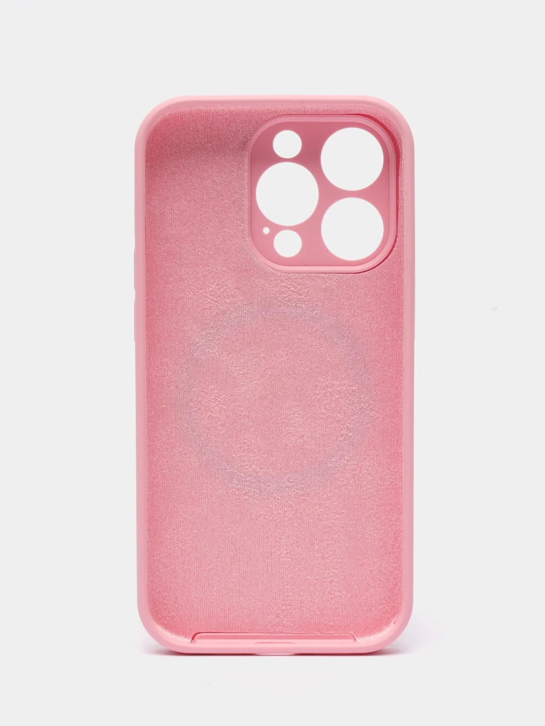 Чехол накладка Silicone Case для APPLE iPhone 13 Pro Max, с поддержкой MagSafe, защита камеры, силикон, бархат, цвет бледно-розовый