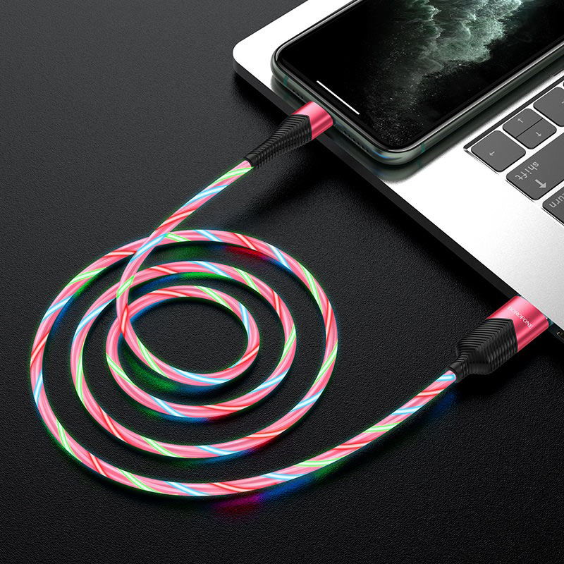 Кабель BOROFONE BU19 Streamer APPLE Lightning 8 pin, 3A, длина 1 метр, цвет красный