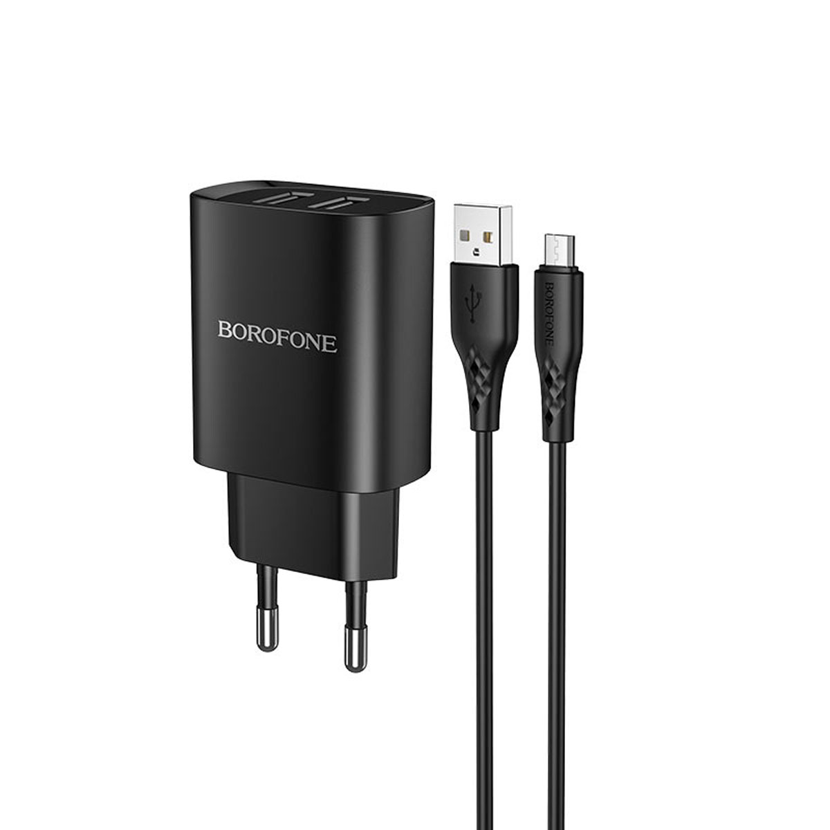 СЗУ (Сетевое зарядное устройство) BOROFONE BN2 Super fast с кабелем Micro USB, 2.1А, длина 1 метр, цвет черный | ВСЁ ПО 300
