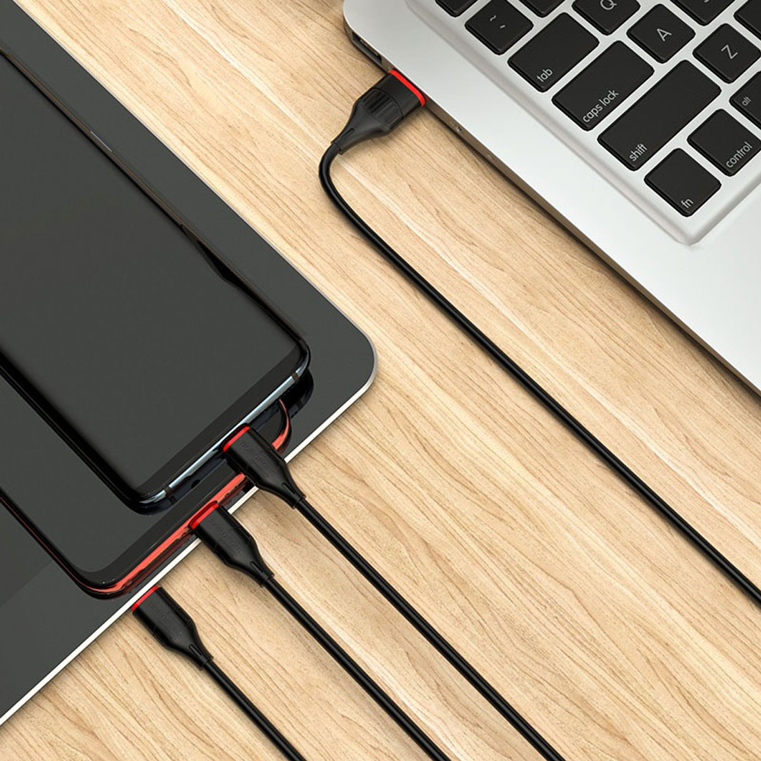 Кабель BOROFONE BX17 Enjoy 3 в 1 USB на Lightning 8 pin, Micro USB, длина 1 метр, цвет черный