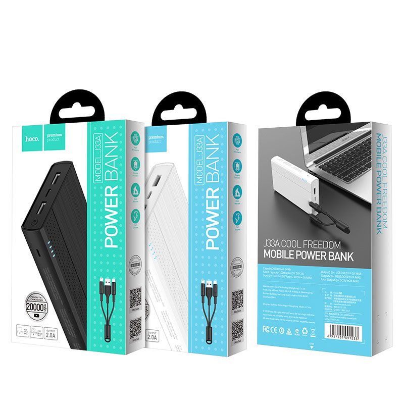 Внешний аккумулятор, Power Bank HOCO J33A, 20000 mAh (уценка: витринный образец, нет кабеля в комплекте)
