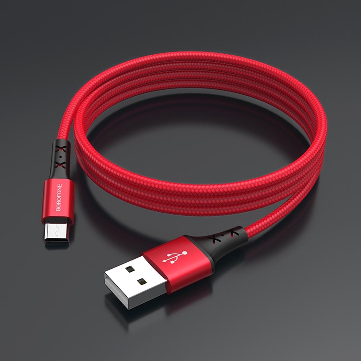 Кабель BOROFONE BX20 Enjoy Micro USB, 2A, длина 1 метр, силикон, нейлоновая оплетка, цвет красный