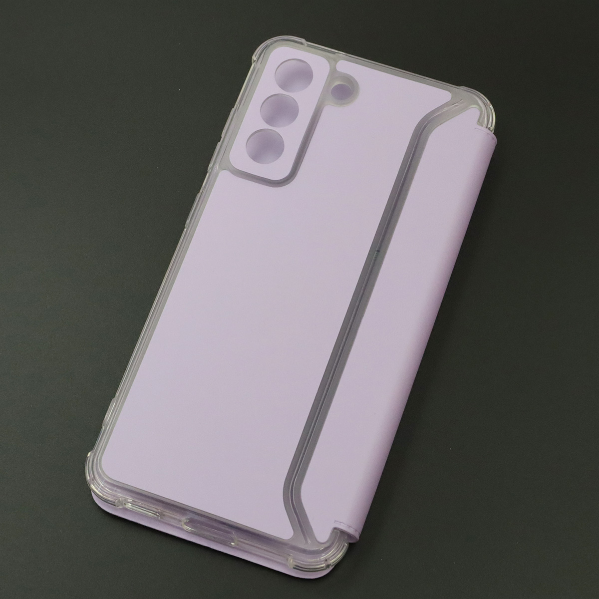 Чехол книжка для SAMSUNG Galaxy S21 FE (SM-G990B), экокожа, визитница, цвет сиреневый