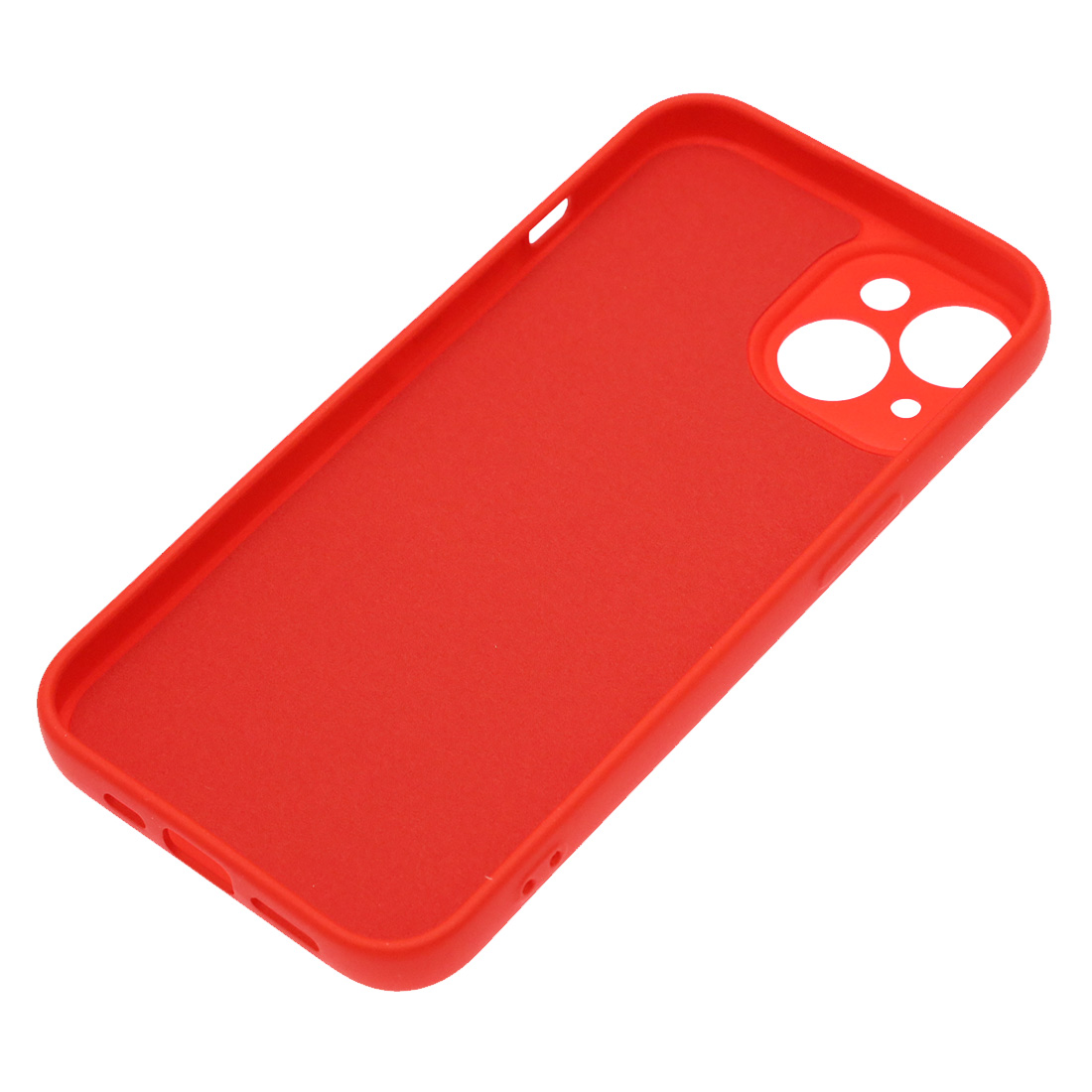 Чехол накладка Silicon Case для APPLE iPhone 14, защита камеры, силикон, бархат, цвет красный