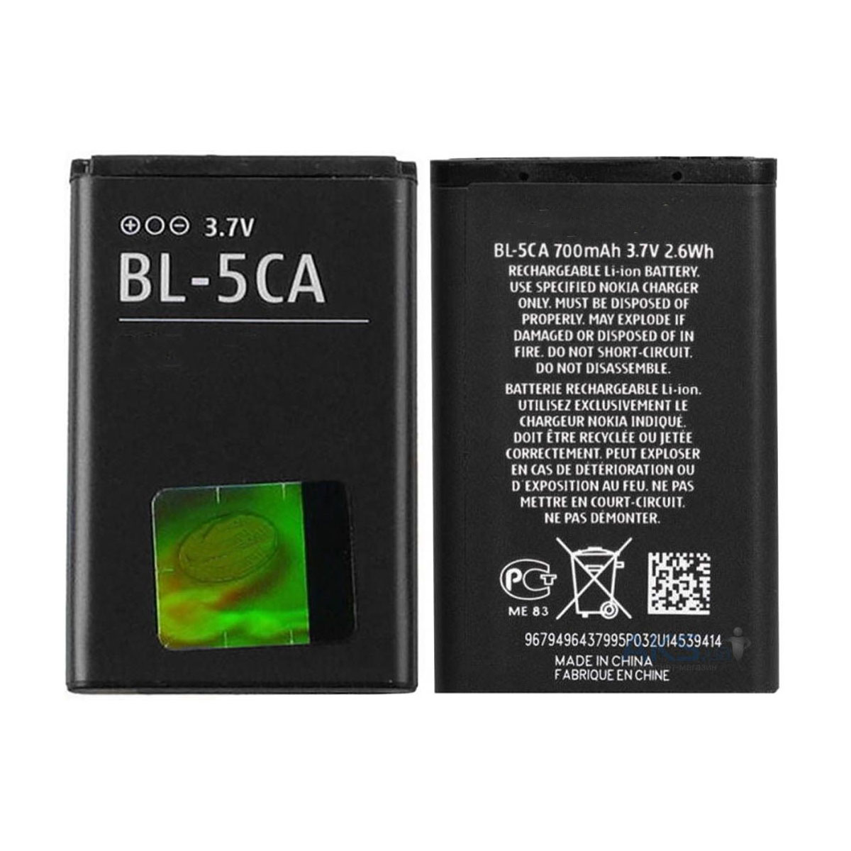 АКБ (Аккумулятор) BL-5CA для мобильного телефона NOKIA, 700mAh, 3.7V