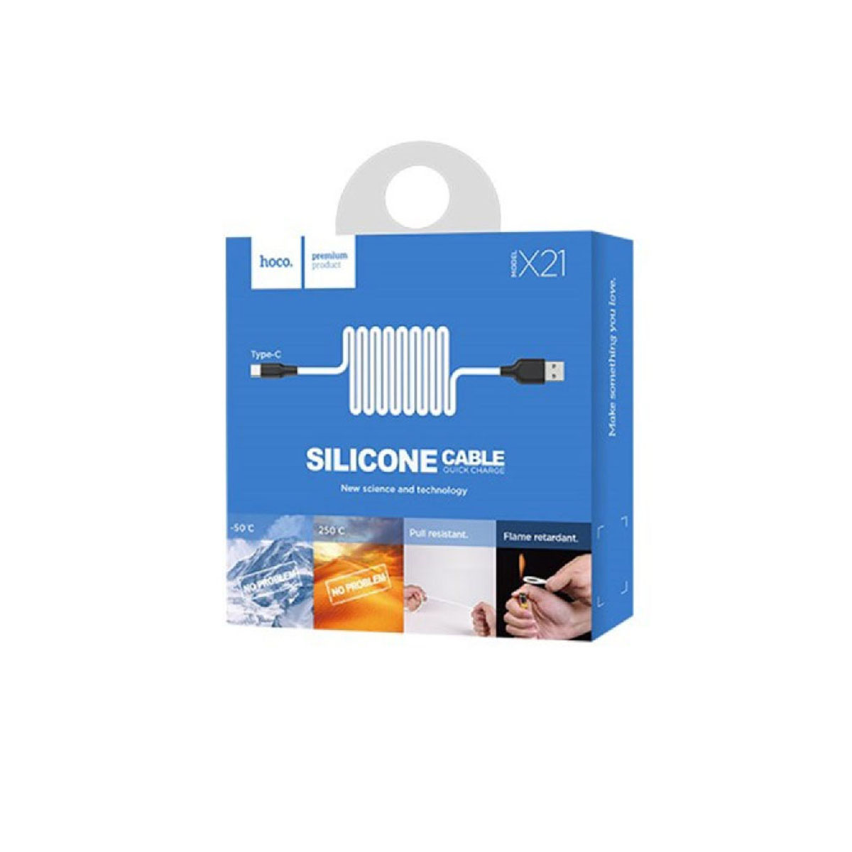 Кабель HOCO X21 Silicone USB Type C, длина 1 метр, цвет черно белый