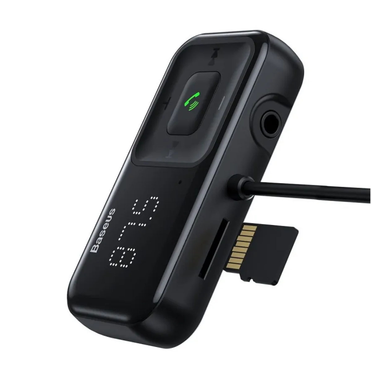 АЗУ (Автомобильное зарядное устройство) BASEUS CCTM-E01 с FM-трансмиттером, 2 USB, Bluetooth, цвет черный (распродажа -50%)