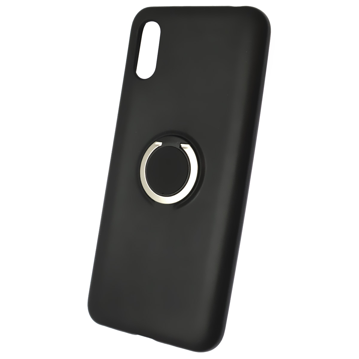 Чехол накладка RING для XIAOMI Redmi 9A, силикон, кольцо держатель, цвет черный