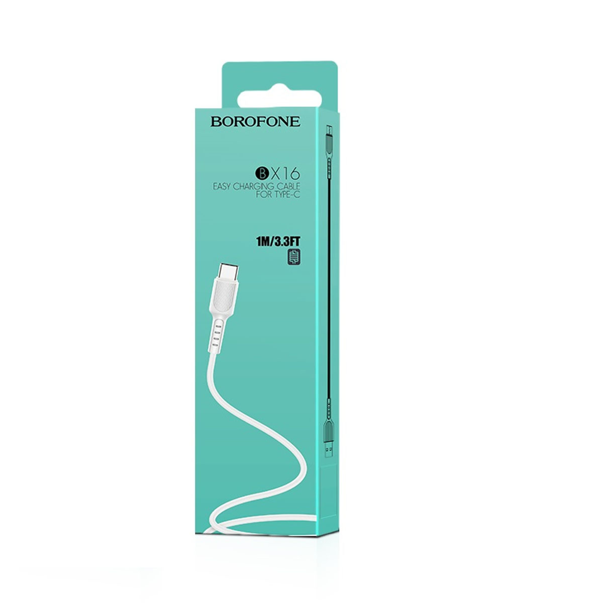 Кабель BOROFONE BX16 Easy USB Type C, длина 1 метр, 3A, силикон, цвет белый