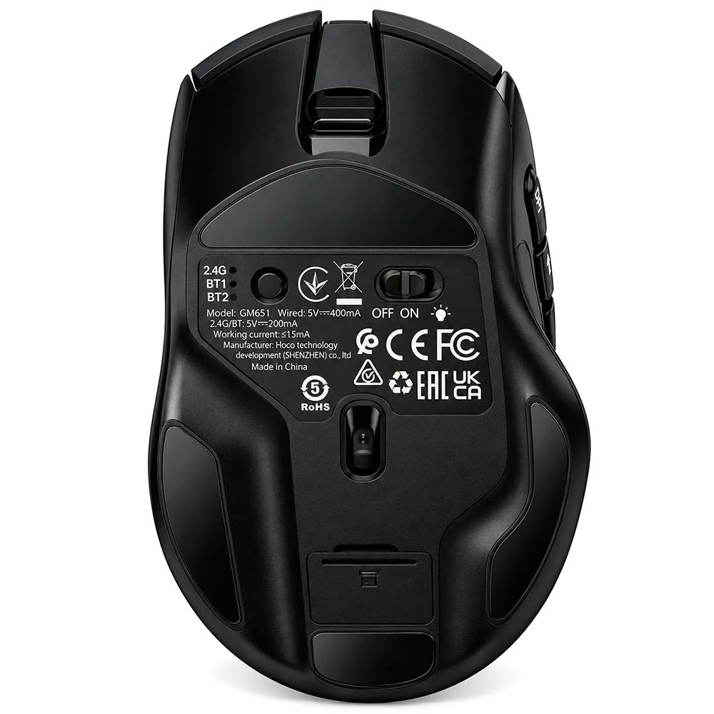 Мышь игровая HOCO GM651 Florecer беспроводная, оптическая, 12000 DPI, RGB подсветка, Led дисплей, цвет черный