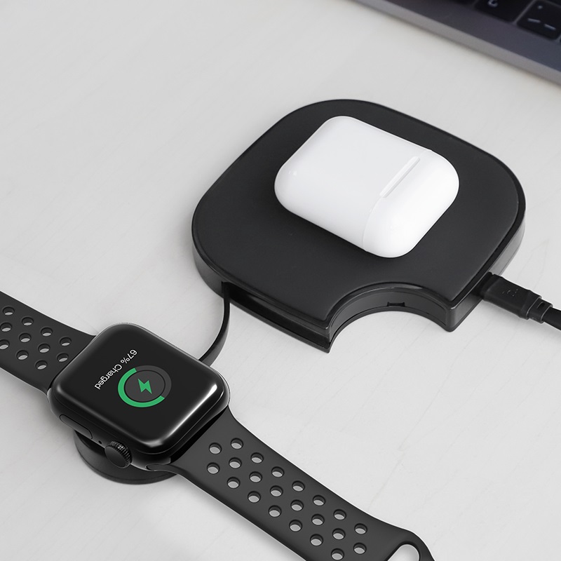 HOCO S5 Rich power 2-в-1 беспроводное зарядное устройство, 5W, 7.5W, 10W и для Apple Watch series 1 / 2 / 3 / 4 (распродажа -50%)