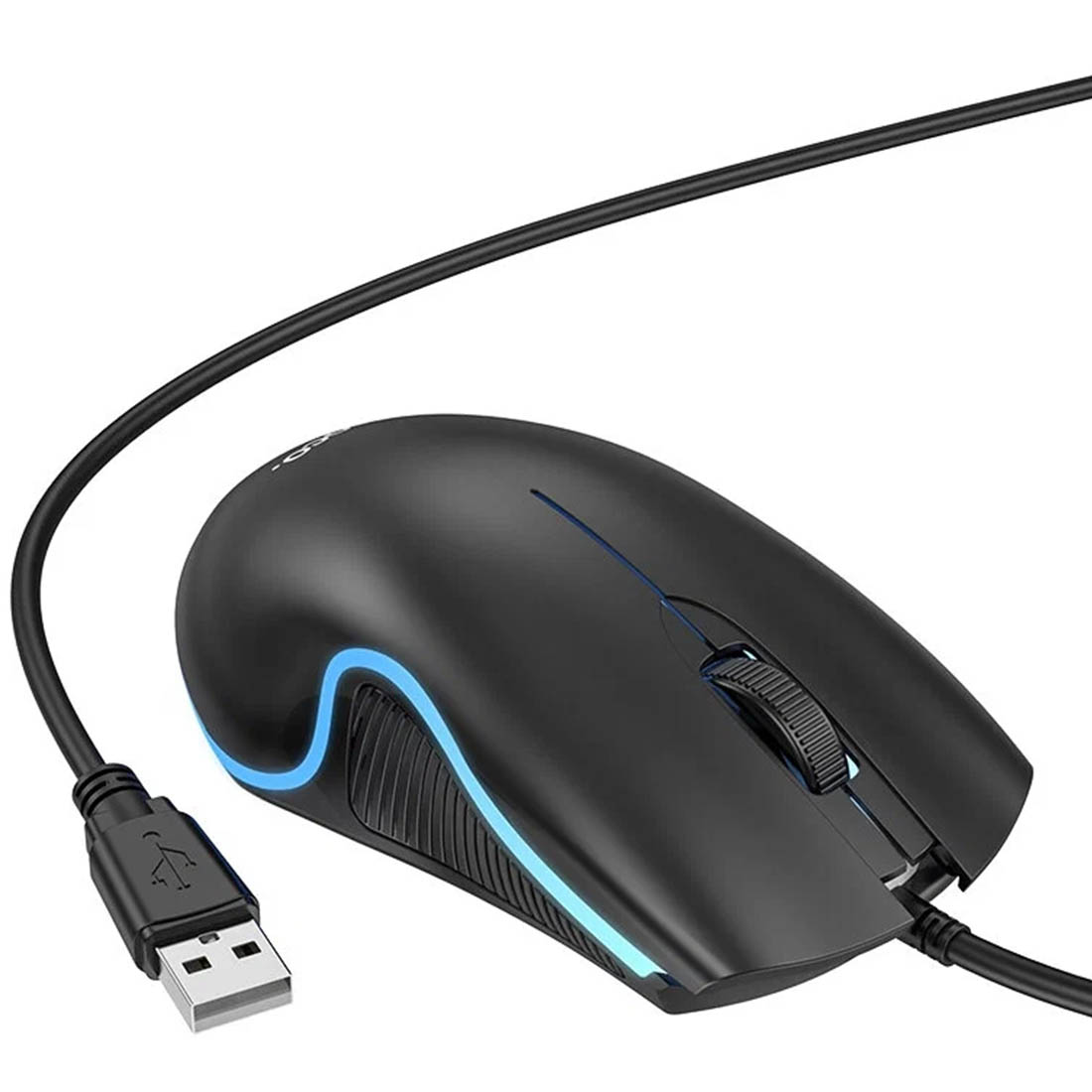 Компьютерная мышь HOCO GM19, RGB подсветка, проводная, цвет черный