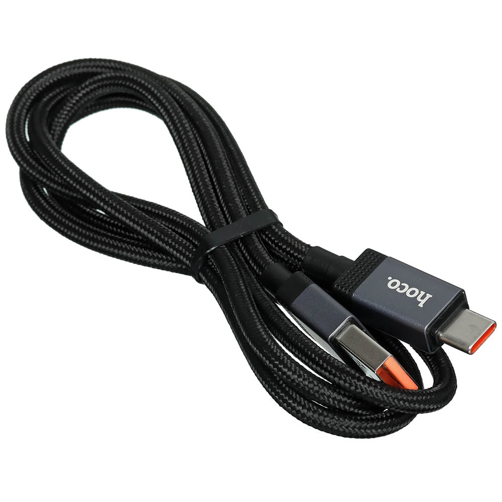 Кабель HOCO X118 Type C, 5 A, 90W, длина 1 метр, нейлон, цвет черный