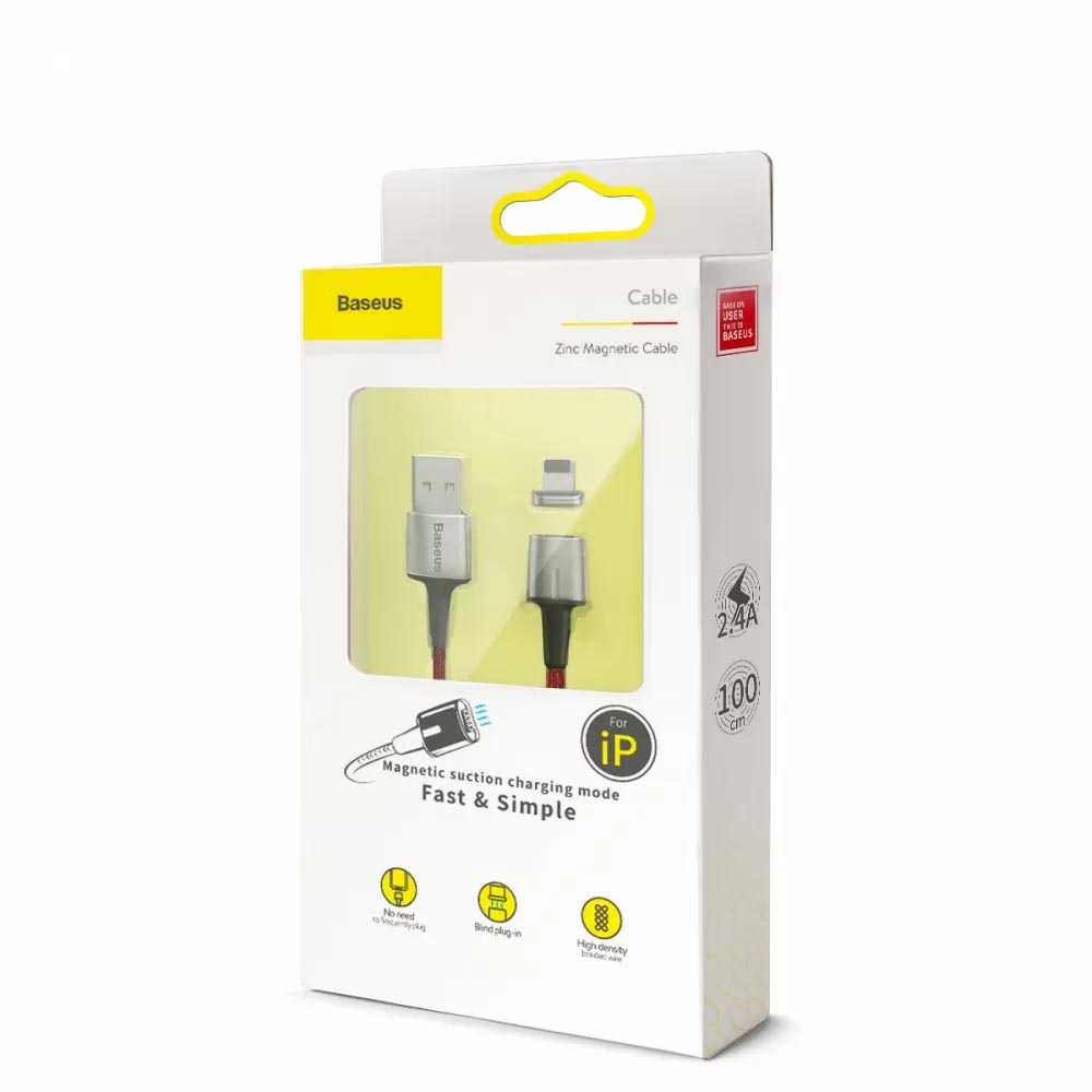 BASEUS CALXC-A09 кабель магнитный Lightning USB 8-pin Zinc Magnetic Cable, длина 1 метр, цвет красный | Последняя цена