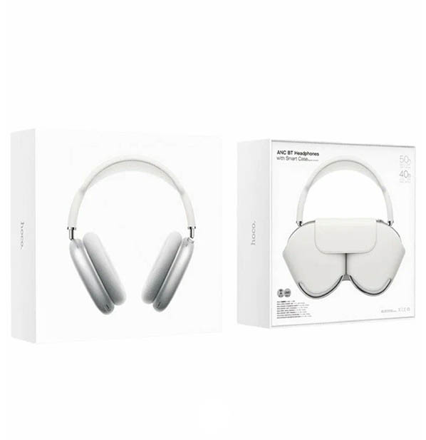 Гарнитура (наушники с микрофоном) беспроводная, полноразмерная, HOCO W58, чехол для наушников, ANC, цвет серебристый