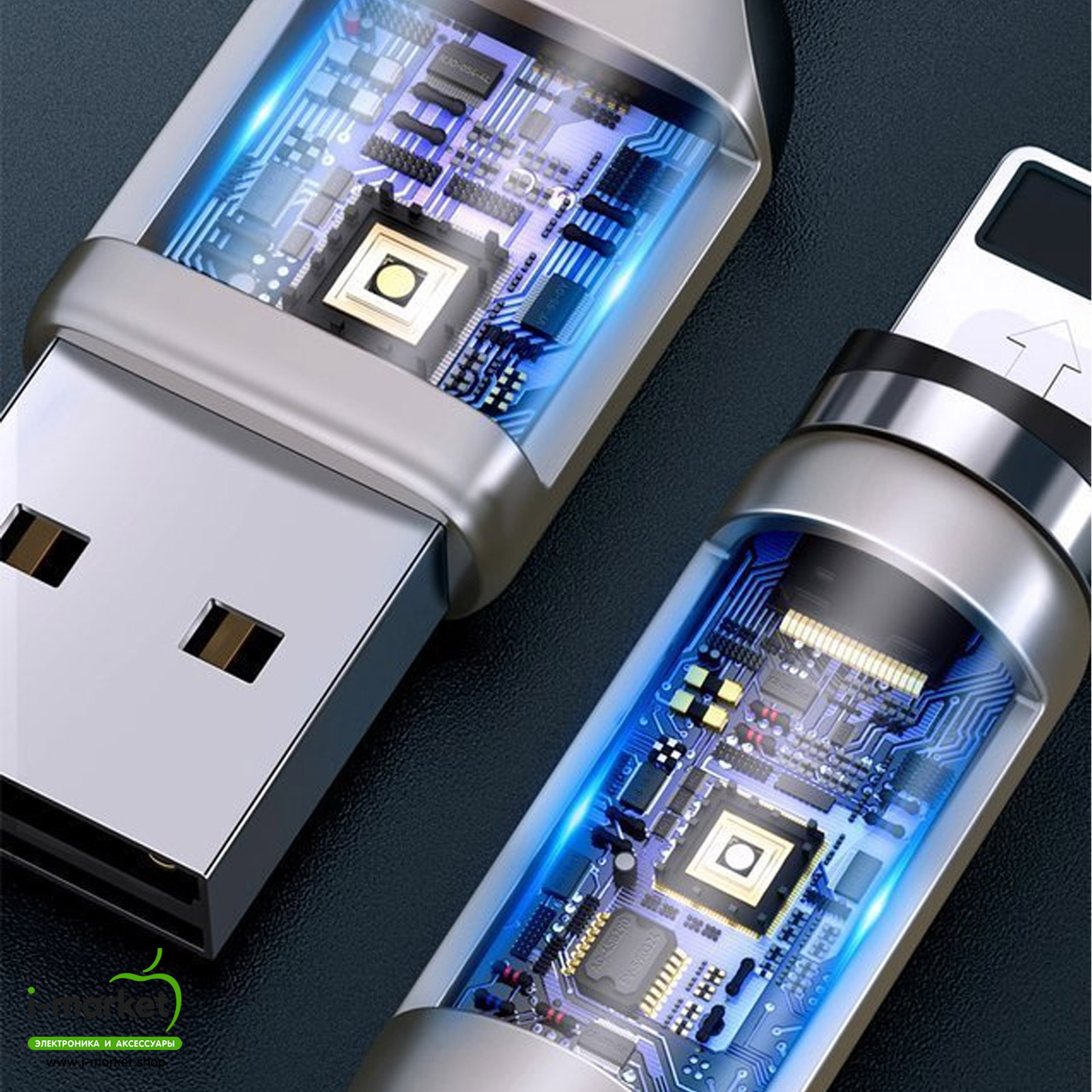 BASEUS CALXC-H05 Zinc Magnetic кабель с магнитной зарядкой для APPLE Lightning 8-pin, цвет фиолетовый.