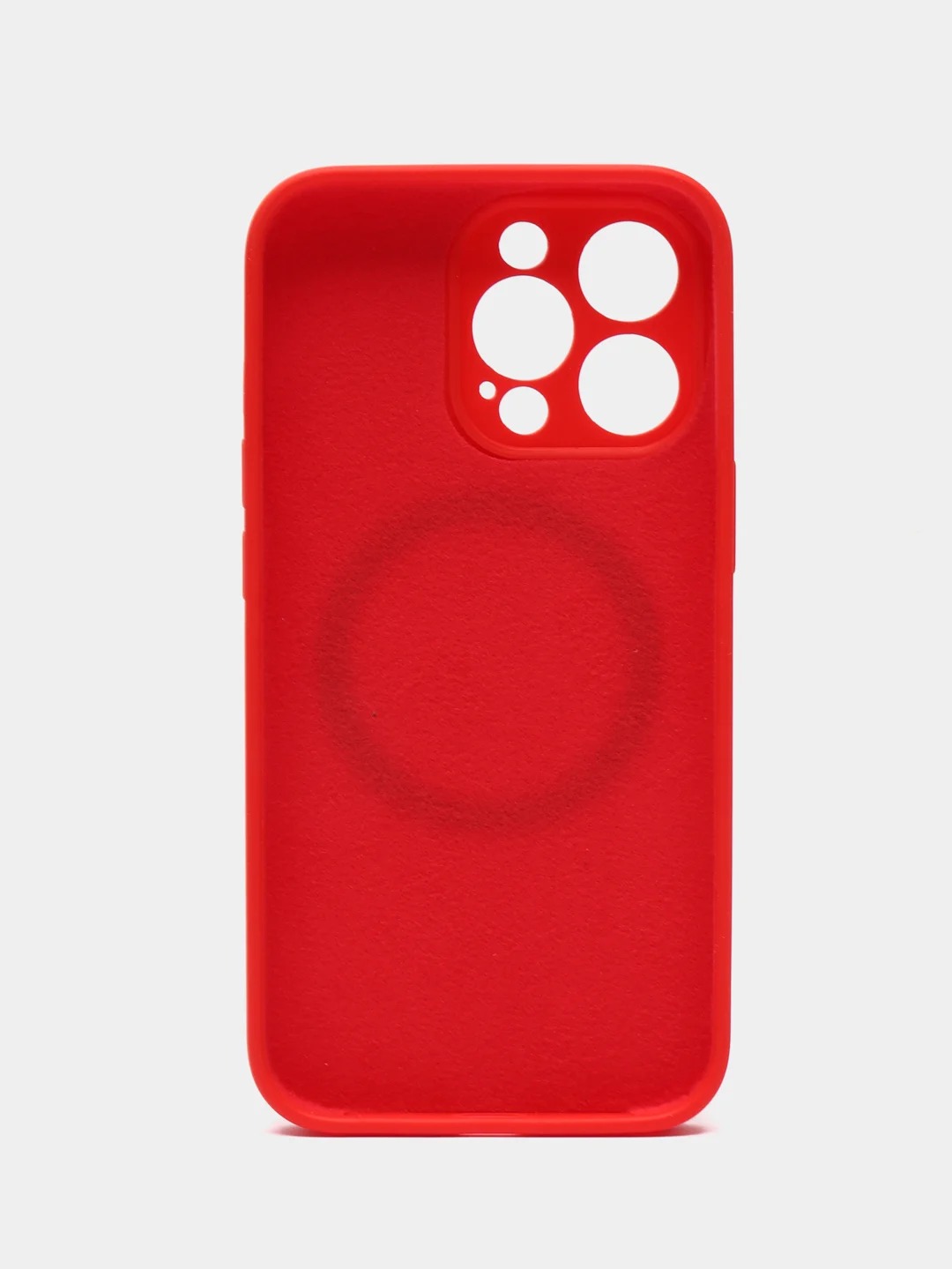 Чехол накладка Silicone Case для APPLE iPhone 13 Pro Max, с поддержкой MagSafe, защита камеры, силикон, бархат, цвет красный