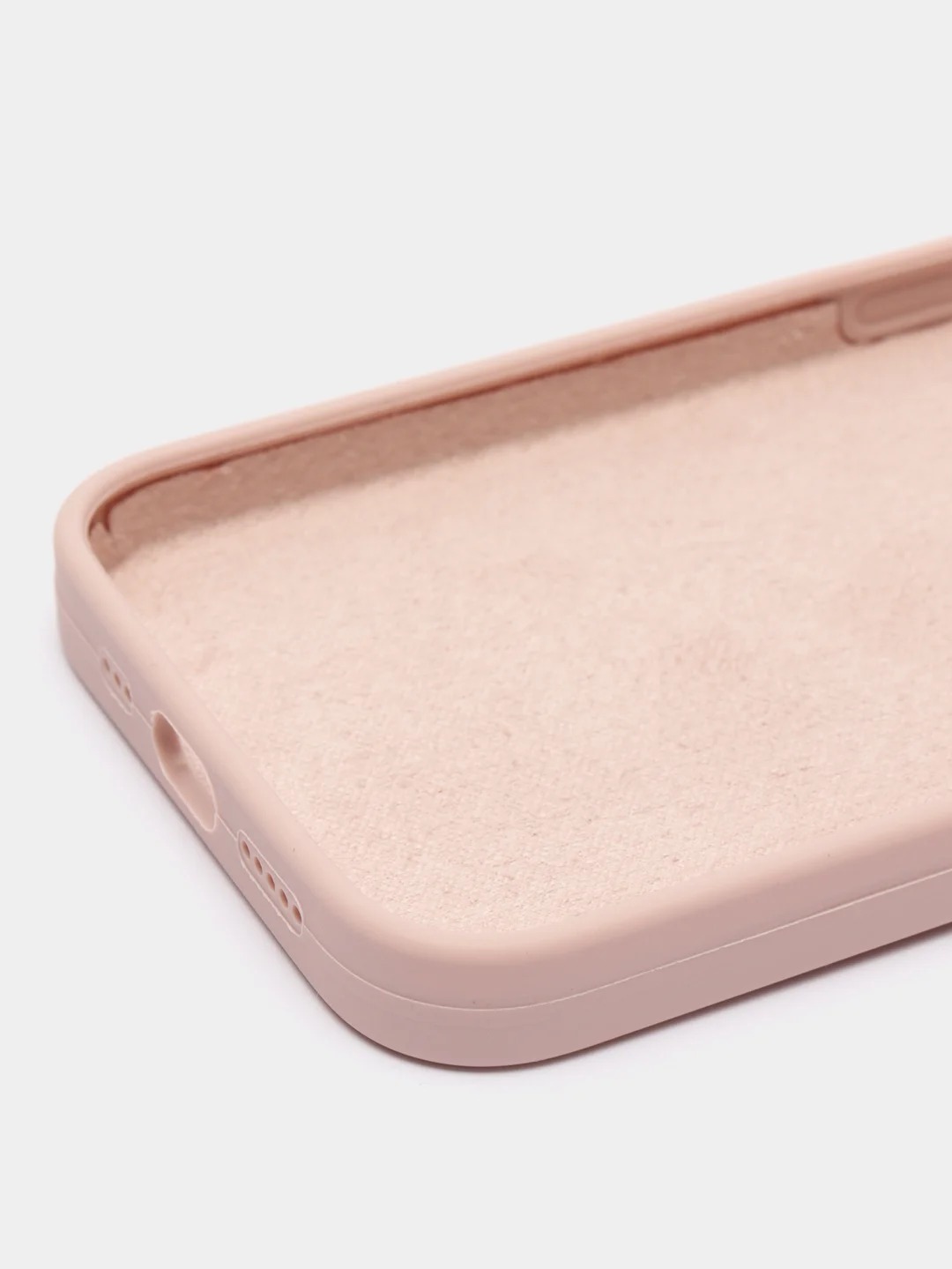 Чехол накладка Silicone Case для APPLE iPhone 13 Pro Max, с поддержкой MagSafe, защита камеры, силикон, бархат, цвет песочно-розовый