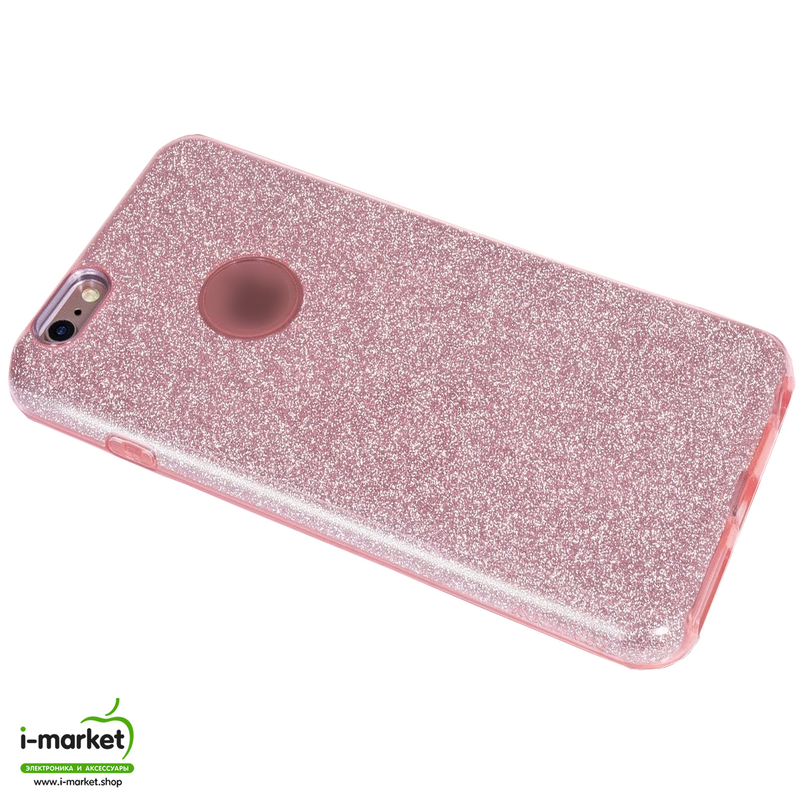 Чехол накладка Shine для APPLE iPhone 6 Plus, 6S Plus, силикон, блестки, цвет розовый