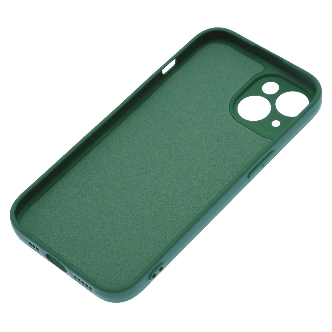 Чехол накладка Silicone Case для APPLE iPhone 15, защита камеры, силикон, бархат, цвет темно зеленый