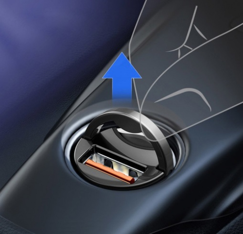 BASEUS TZVCHX-0G Автомобильное зарядное устройство Tiny Star Mini PPS quick charger suit Type-C to IP 18W Cable  1 метр, цвет темно серый.