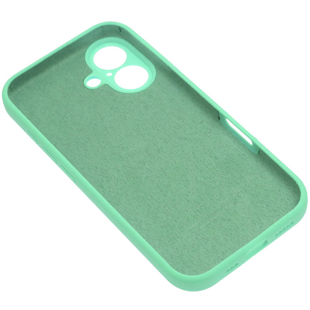 Чехол накладка Silicone Case для APPLE iPhone 16, защита камеры, силикон, бархат, цвет мятный
